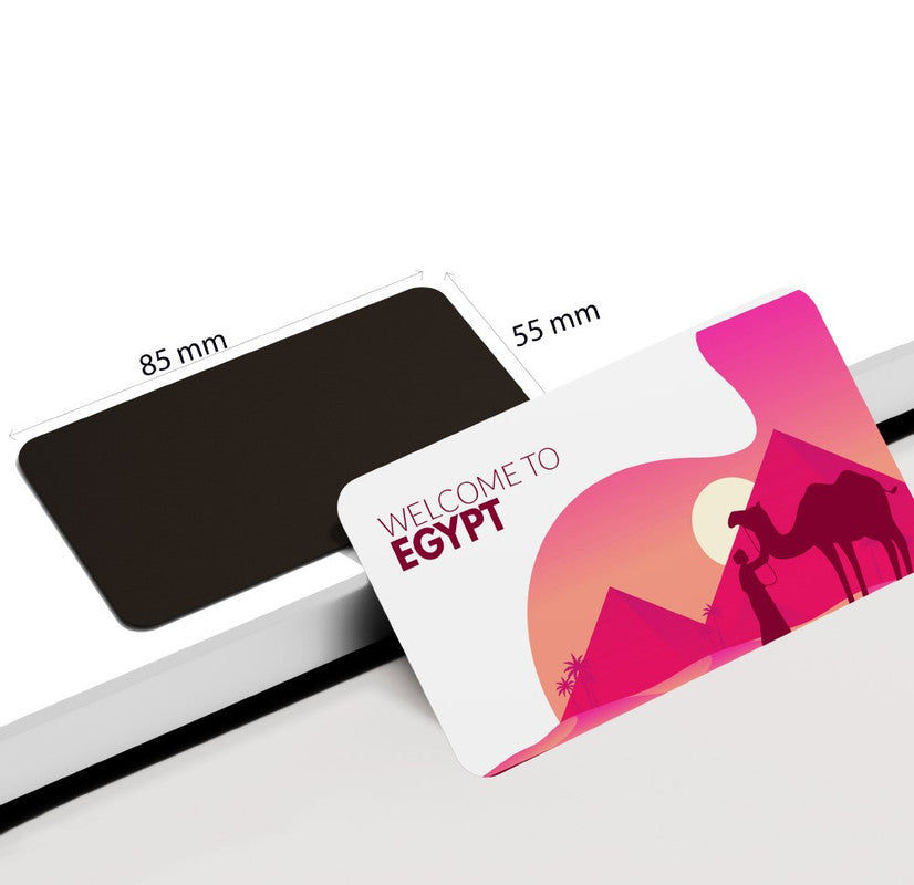 dhcrafts Rectangular Rubber Fridge Magnet / Magnetic Card Pink Egypt D2 Design Pack of 1 (8.6cm x 5.4cm)